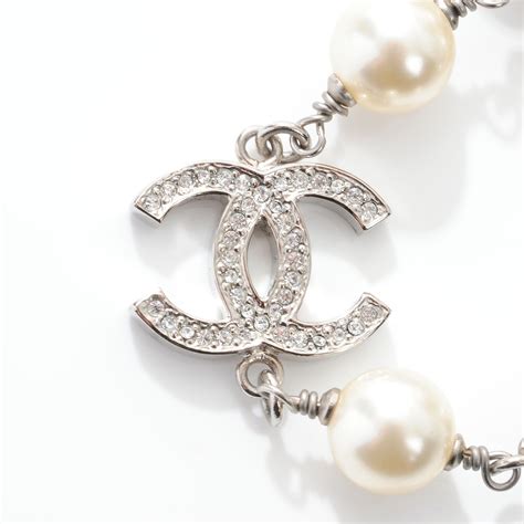 chanel crystal pearl cc pendant necklace silver|authentic chanel necklaces.